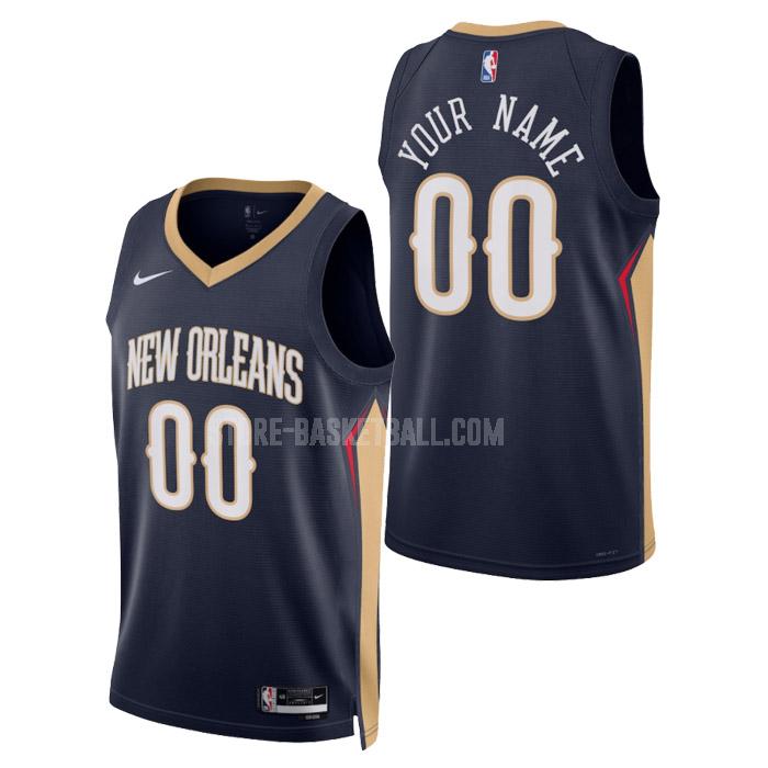 2023 new orleans pelicans custom navy icon edition men's replica jersey