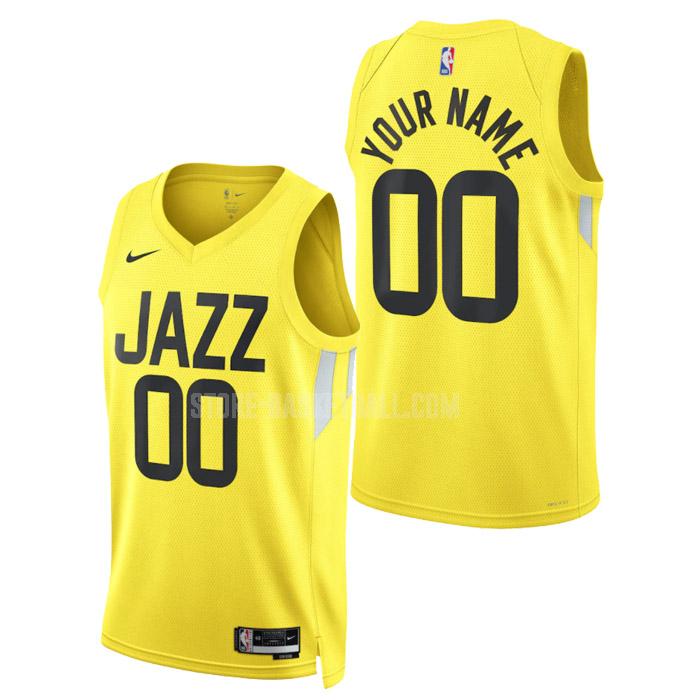 2023 utah jazz custom yellow icon edition men's replica jersey