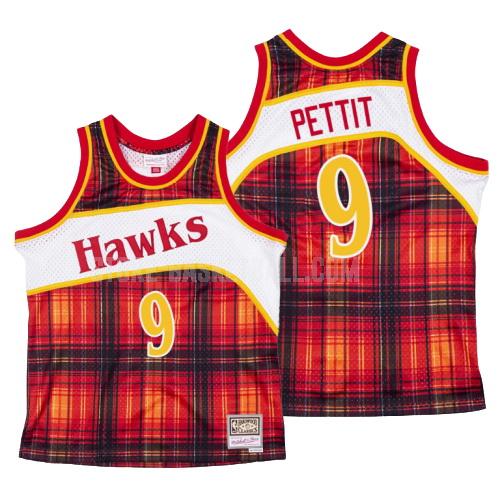 atlanta hawks bob pettit 9 red hardwood classics men's replica jersey