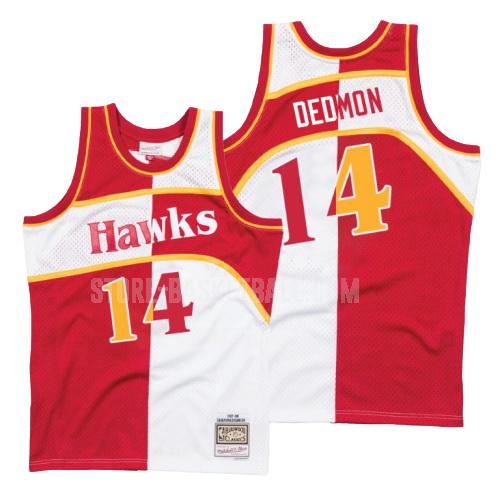 atlanta hawks dewayne dedmon 14 red white split hardwood classics men's replica jersey
