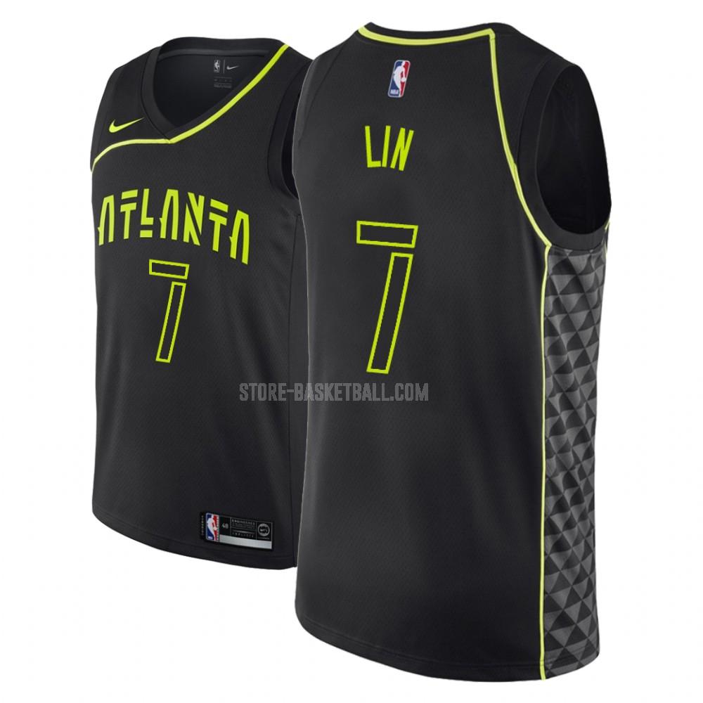 atlanta hawks jeremy lin 7 black city edition men's replica jersey