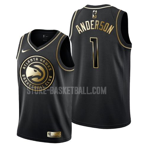 atlanta hawks justin anderson 1 black golden edition men's replica jersey