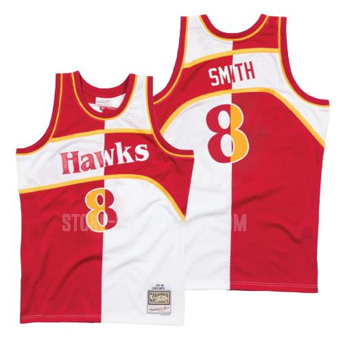 atlanta hawks steve smith 8 red white split hardwood classics men's replica jersey