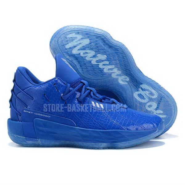 bkt527 blue damian lillard dame 7 men's adidas basketball shoes