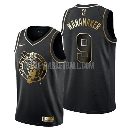 boston celtics brad wanamaker 9 black golden edition men's replica jersey