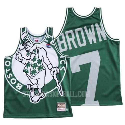 boston celtics jaylen brown 7 green big face men's replica jersey