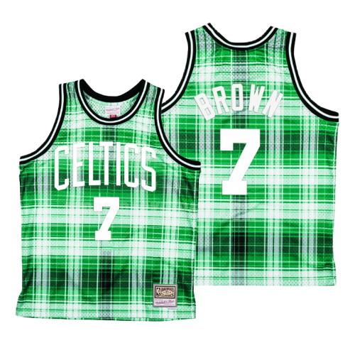 boston celtics jaylen brown 7 green hardwood classics men's replica jersey