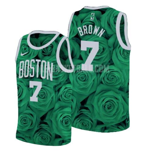 boston celtics jaylen brown 7 green rose flower men's replica jersey