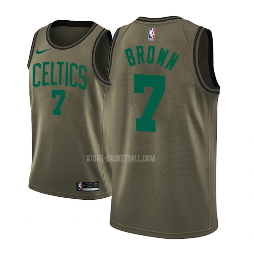 boston celtics jaylen brown 7 military green fashion edition men's replica jersey