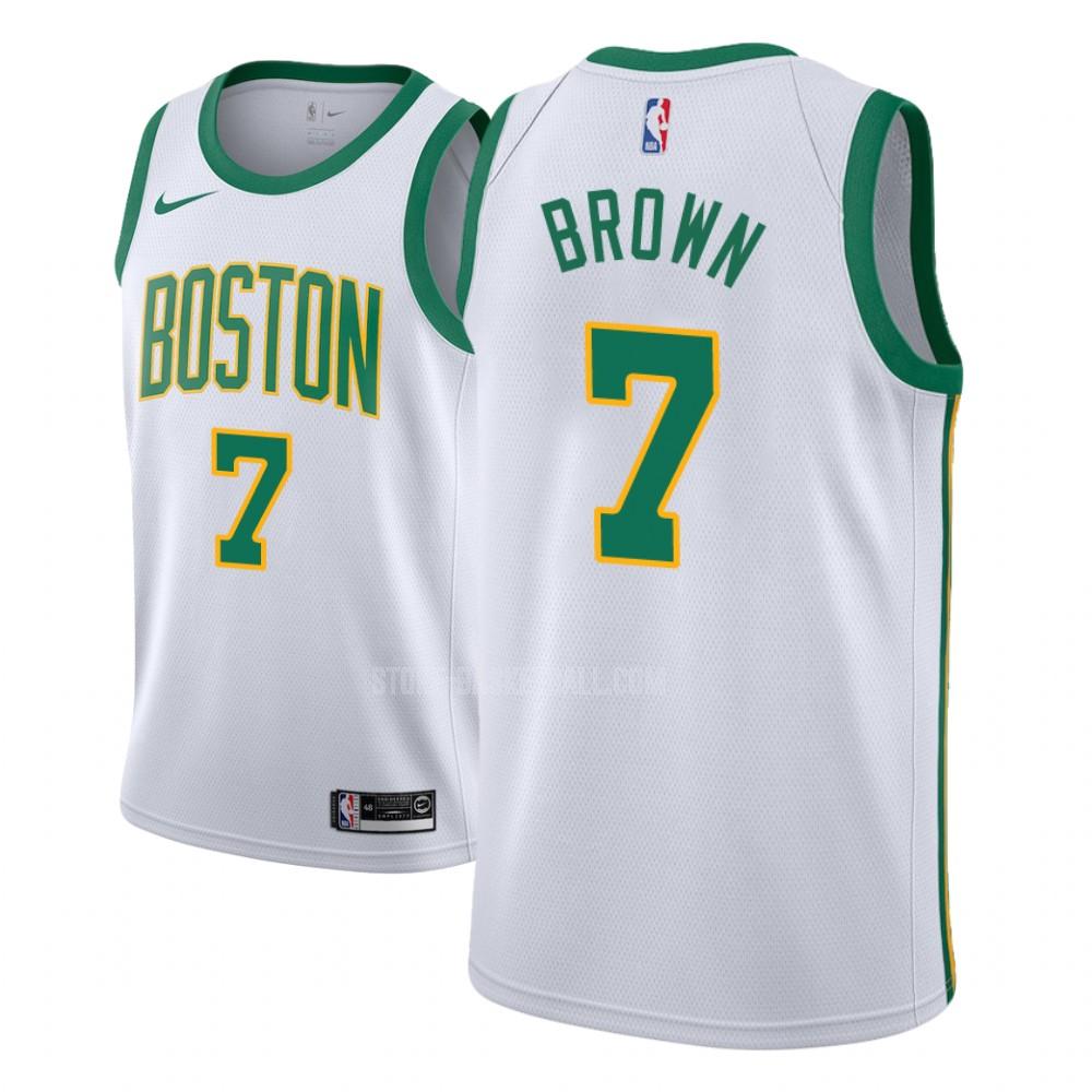 boston celtics jaylen brown 7 white city edition men's replica jersey