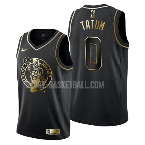 boston celtics jayson tatum 0 black golden edition men's replica jersey
