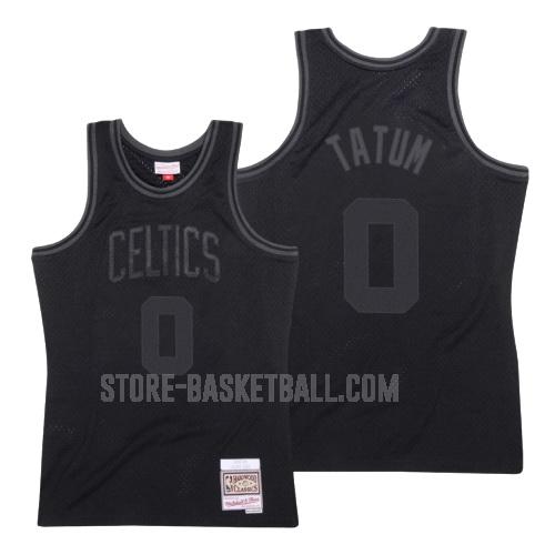 boston celtics jayson tatum 0 black hardwood classics men's replica jersey