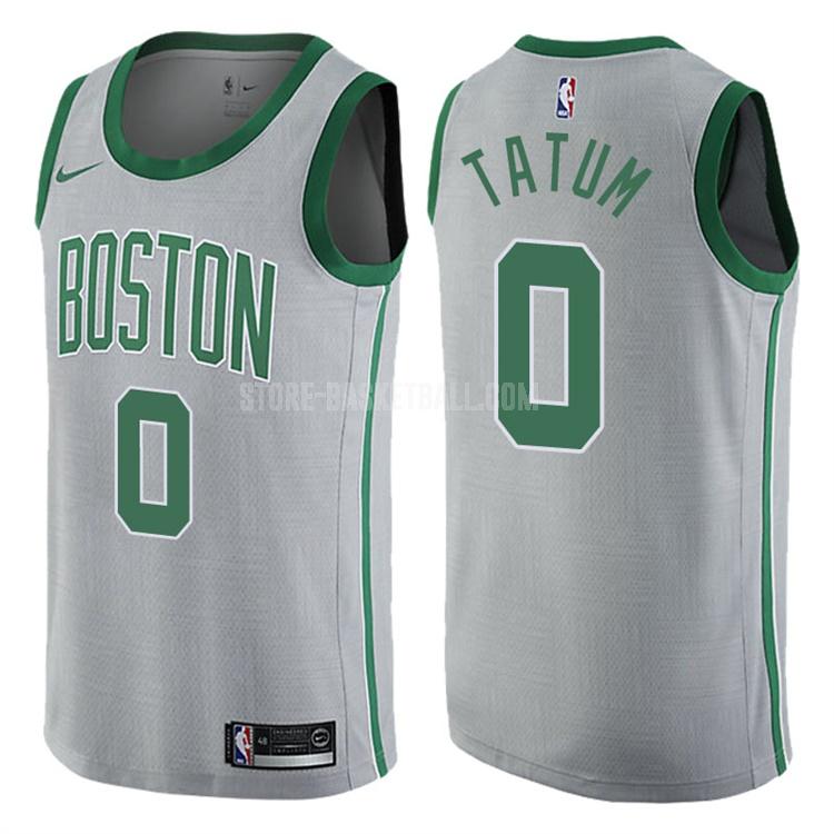 boston celtics jayson tatum 0 gray city edition men's replica jersey