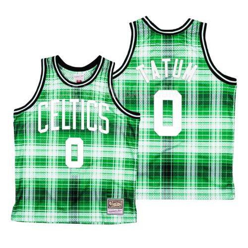 boston celtics jayson tatum 0 green hardwood classics men's replica jersey