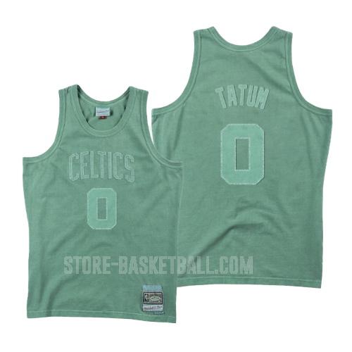 boston celtics jayson tatum 0 green washed out men's replica jersey