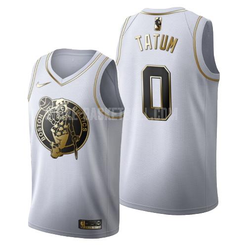 boston celtics jayson tatum 0 white golden edition men's replica jersey