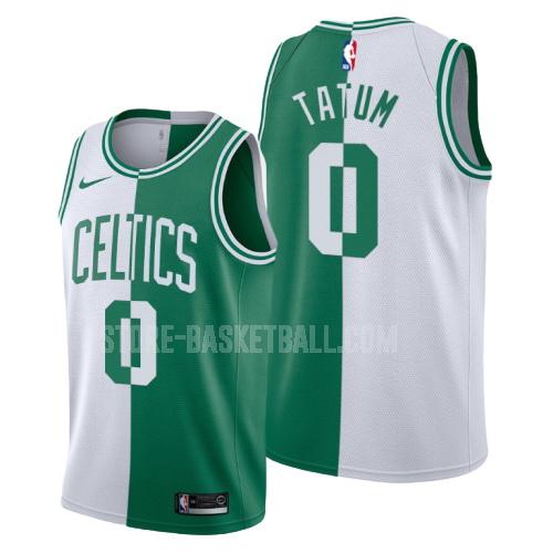 boston celtics jayson tatum 0 white green split men's replica jersey