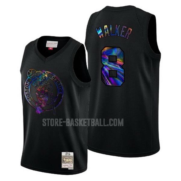 boston celtics kemba walker 8 black logo holographic men's replica jersey