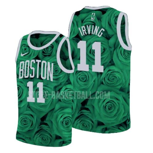 boston celtics kyrie irving 11 green rose flower men's replica jersey