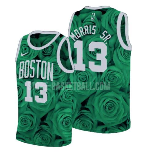 boston celtics marcus morris 13 green rose flower men's replica jersey