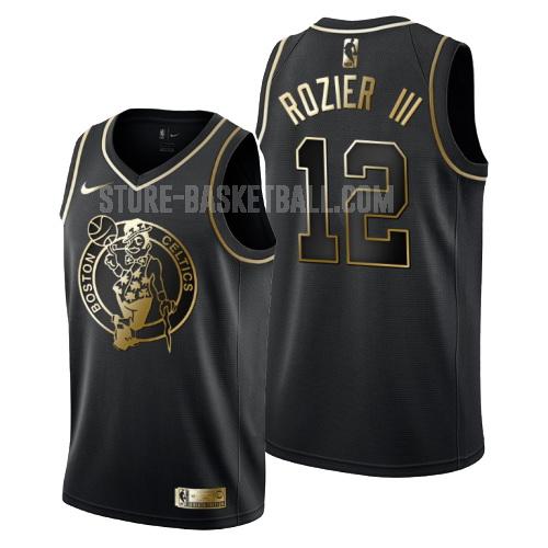 boston celtics terry rozier 12 black golden edition men's replica jersey