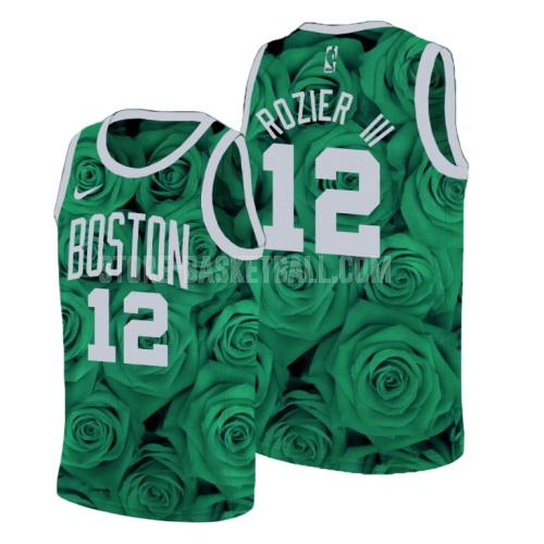 boston celtics terry rozier 12 green rose flower men's replica jersey