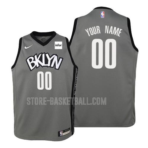 brooklyn nets csutom gray statement youth replica jersey