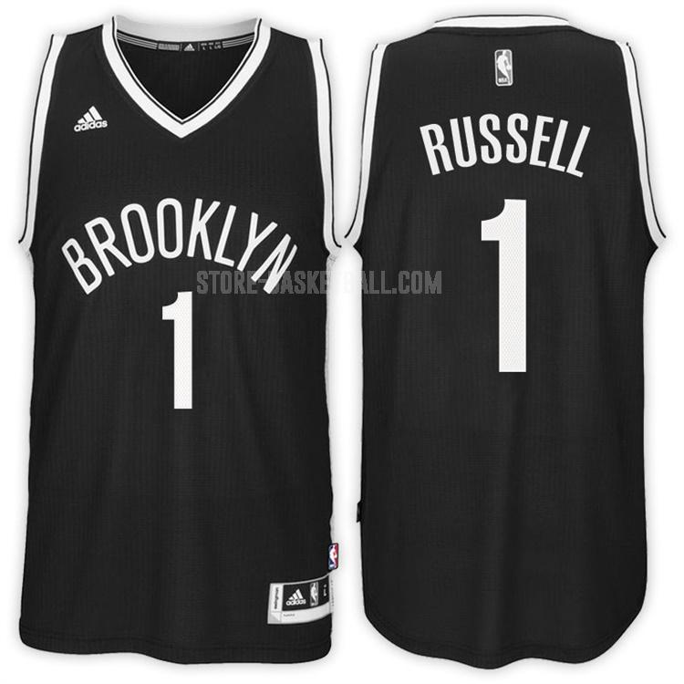 brooklyn nets d'angelo russell 1 black road men's replica jersey