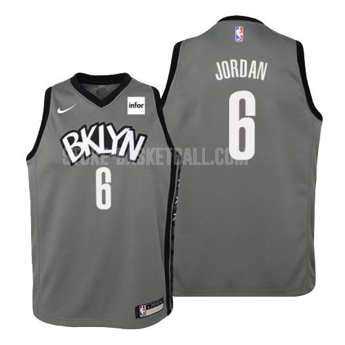 brooklyn nets deandre jordan 6 gray statement youth replica jersey