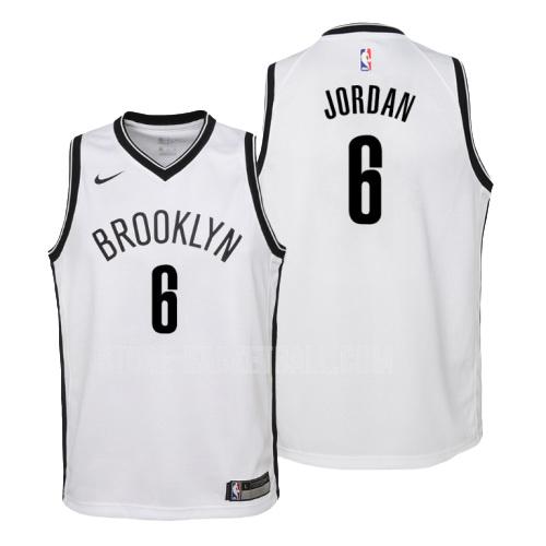 brooklyn nets deandre jordan 6 white association youth replica jersey