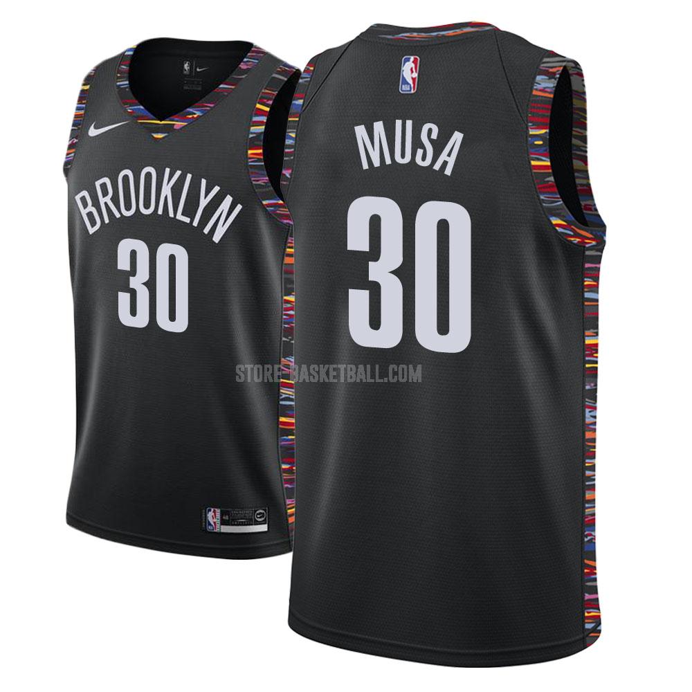 brooklyn nets dzanan musa 30 black city edition men's replica jersey