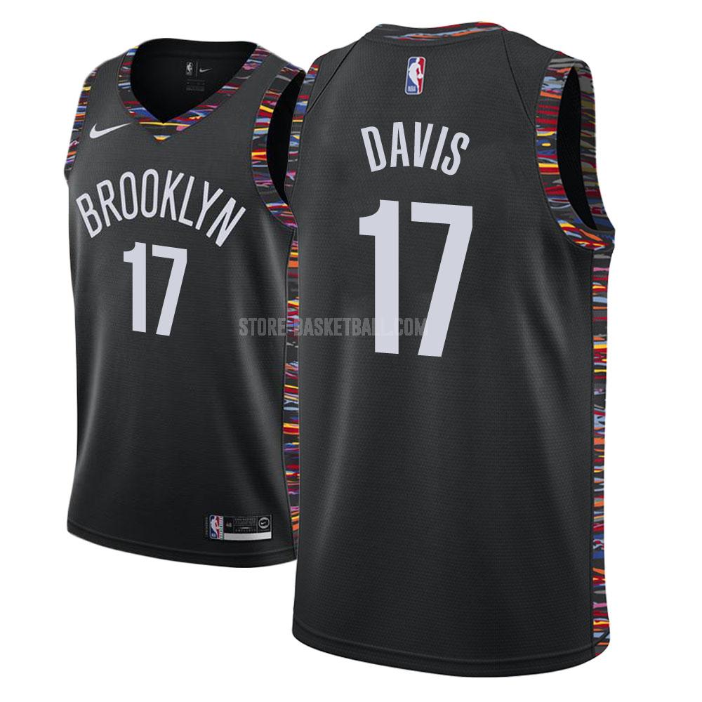 brooklyn nets ed davis 17 black city edition men's replica jersey