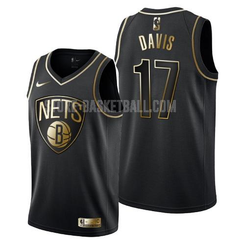 brooklyn nets ed davis 17 black golden edition men's replica jersey