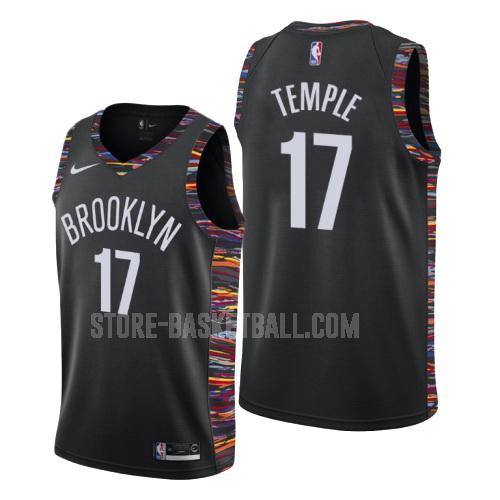 brooklyn nets garrett temple 17 black city edition men's replica jersey