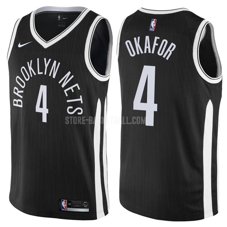 brooklyn nets jahlil okafor 4 black city edition men's replica jersey