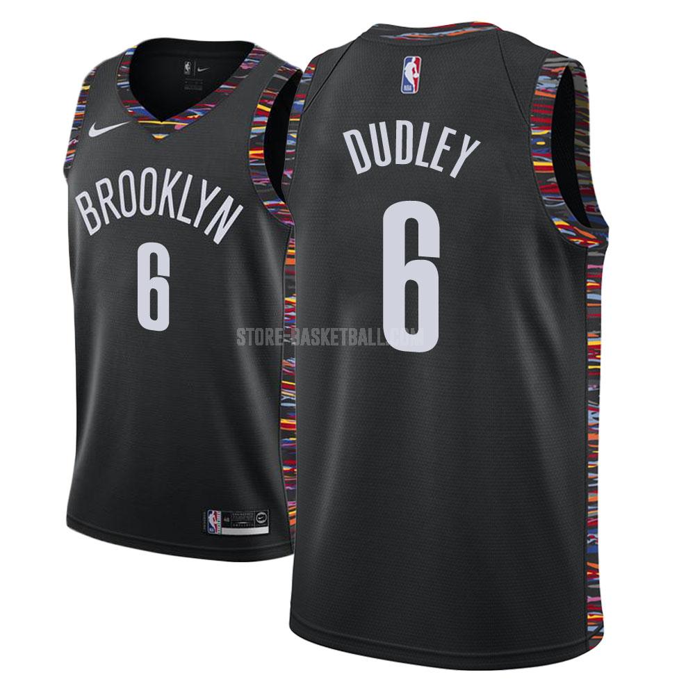 brooklyn nets jared dudley 6 black city edition men's replica jersey