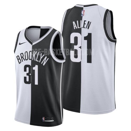 brooklyn nets jarrett allen 31 black white split men's replica jersey