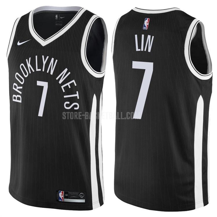 brooklyn nets jeremy lin 7 black city edition men's replica jersey