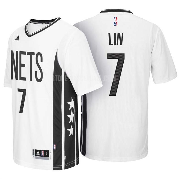 brooklyn nets jeremy lin 7 white short sleeve men's replica jersey