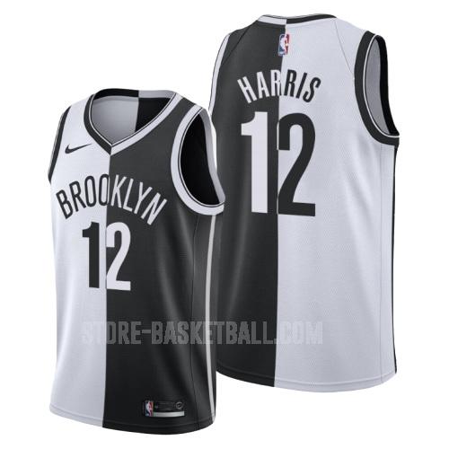 brooklyn nets joe harris 12 black white split men's replica jersey