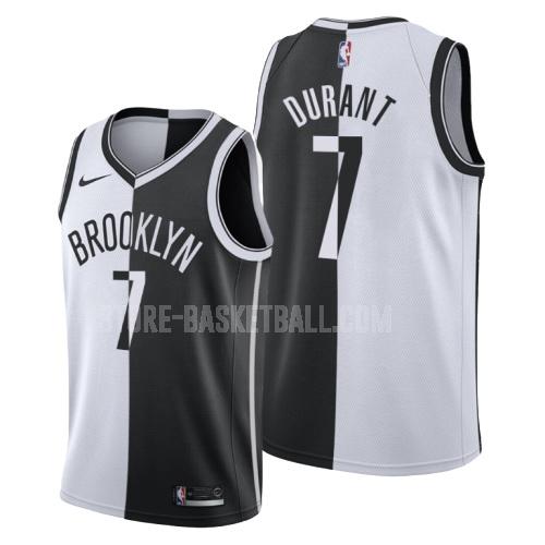 brooklyn nets kevin durant 7 black white split men's replica jersey