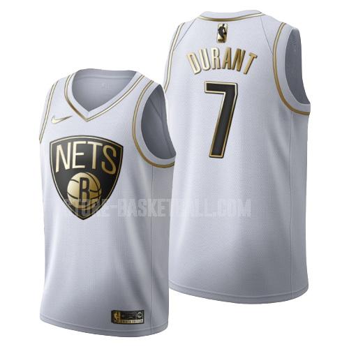 brooklyn nets kevin durant 7 white golden edition men's replica jersey