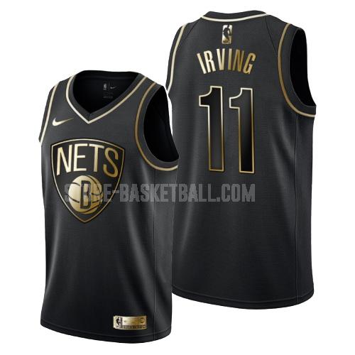 brooklyn nets kyrie irving 11 black golden edition men's replica jersey