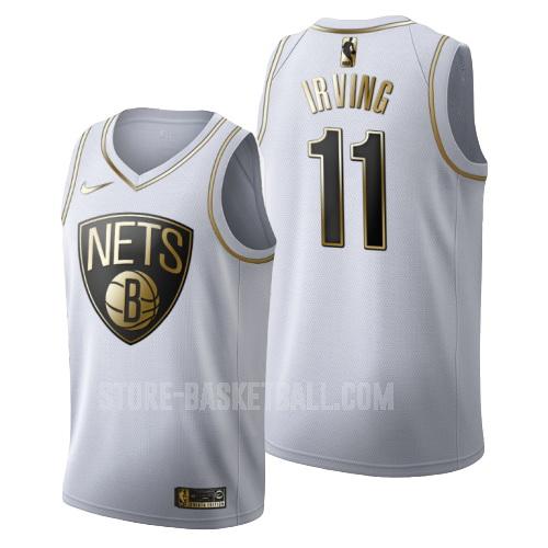 brooklyn nets kyrie irving 11 white golden edition men's replica jersey