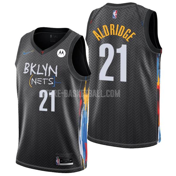 brooklyn nets lamarcus aldridge 21 black city edition men's replica jersey