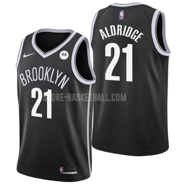 brooklyn nets lamarcus aldridge 21 black icon edition men's replica jersey