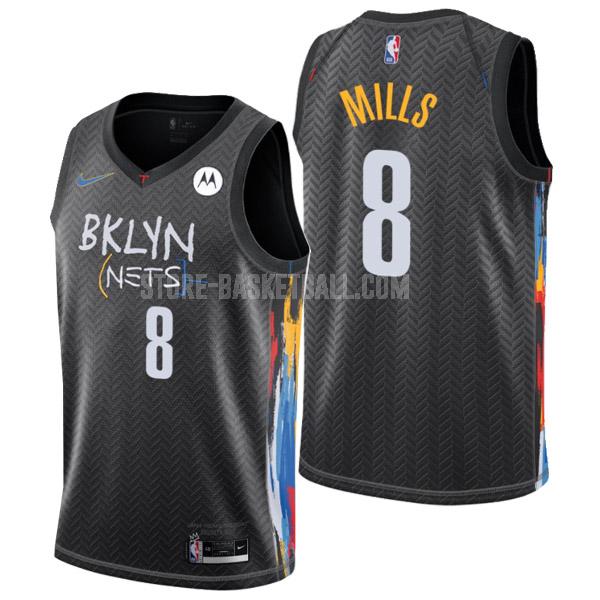 brooklyn nets patty mills 8 black city edition men's replica jersey