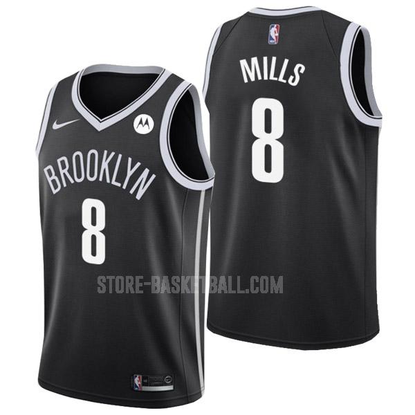 brooklyn nets patty mills 8 black icon edition men's replica jersey