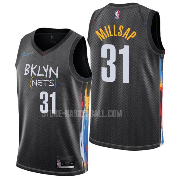 brooklyn nets paul millsap 31 black city edition men's replica jersey