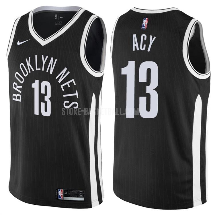 brooklyn nets quincy acy 13 black city edition men's replica jersey